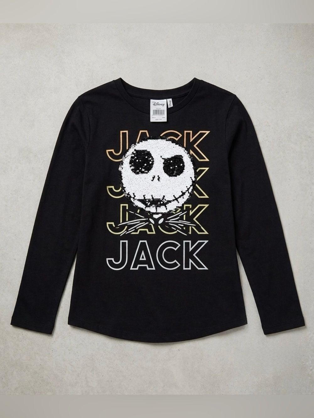 Disney Girls Jack Skellington long sleeves shirt with reverse sequins L (10/12)
